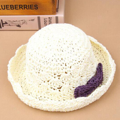 

Summer And Autumn Childrens Hand-woven Straw Hat Fisherman Hat Princess Sunshade Beach Hat Bow Female Baby Basin Cap