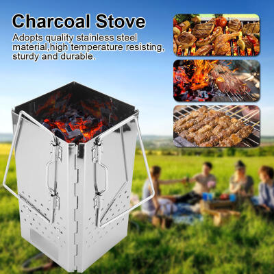 

Greensen Folding Portable Stainless Steel BBQ Charcoal Stove for Outdoor Camping Picnic with Storage Bag