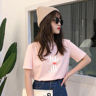 

SUMMER WOMEN FUNNY CAT PRINT T-SHIRT LADIES SHORT SLEEVE TOPS TEE BLOUSE SHIRT