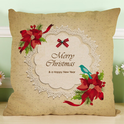 

Siaonvr New Christmas Cotton Linen Pillow Case Sofa Cushion Cover Home Decor A