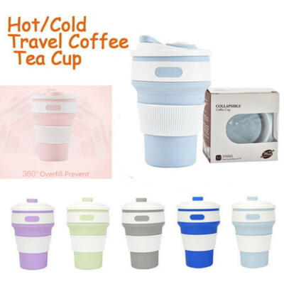 

Outdoor Travel 12oz Collapsible Silicone Coffee Cup Mug Reusable Foldable New