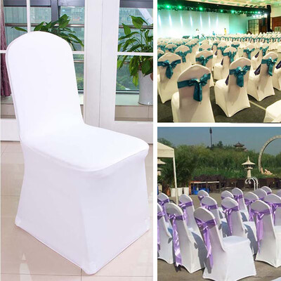 

Gobestart 1pcs White Flat Arched Front Covers Spandex Lycra Chair Cover Wedding Party A