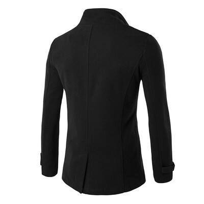 

Roseonmyhand Men Autumn Winter Double Row Button Collar Woolen Coat Sweater Top Blouse