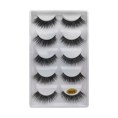 

Natural Dense Slender Curling Handmade Fake Eyelash 5Pair Mink False Eyelashes Reusable eyelash extension long makeup for beauty