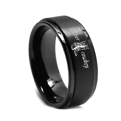 

Stainless Steel Wedding Band Rings Couple Jewelry Letter His Angel Her Cowboy for Women Men