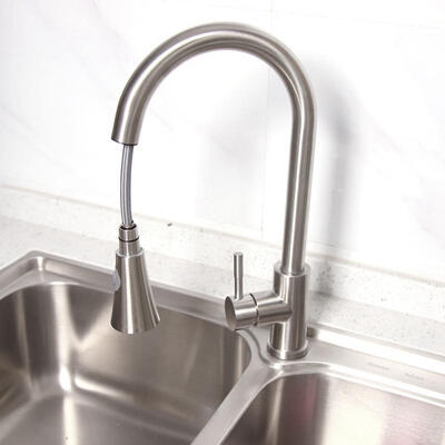 

Greensen UK Standard G12" Brushed Stainless Steel Pull Out Kitchen Faucet Tap Cold Hot Water