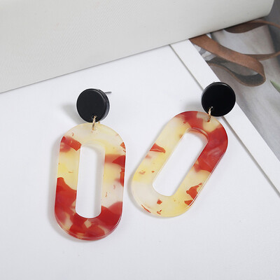 

Womens Earrings Korean Style Metal Geometry Acrylic Vintage Drop Long Earrings Fashion Jewelry Winter 2019 Accesorios Mujer