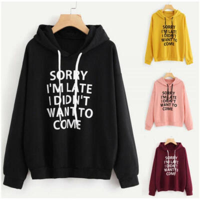

Ladies Womens Hoodie Sweatshirt Letter Print Long Sleeve Pullover Jumper Tops