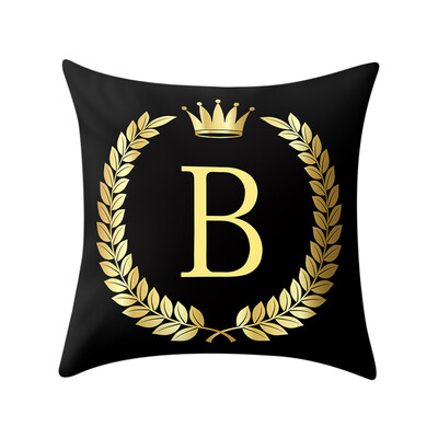 

〖Follure〗Pillow Cover Black&Gold Letter Pillowcase Sofa Cushion Cover Home Decor