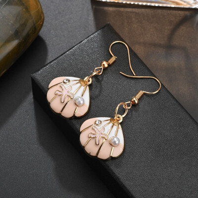 

Shell Pendant Necklace Earrings Set Alloy Shell Multicolor High Imitation Pearl Necklace Fashion Elegant Girl Jewelry Gift
