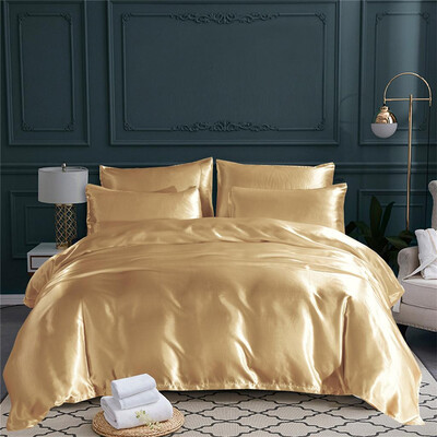 

Gobestart New Imitation Silk Quilt Cover Multiple Colors Gift Soft Feel Bedding 2 Pcs