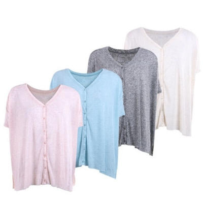 

Womens Long Sleeve V-neck Loose Tops T Shirt Ladies Plain Cotton Blend Blouse