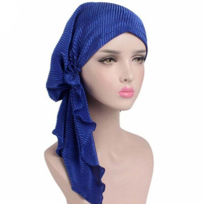 

Pleated Long Tailed Cap Muslim Baotou Cap Hair Loss Stretch Headband Hot Sale