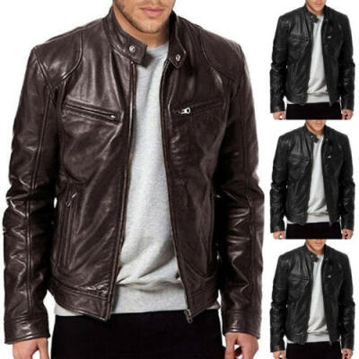 

Winter Warm Genuine Black&Brown Leather Jacket New Men Slim fit Biker Motorcycle