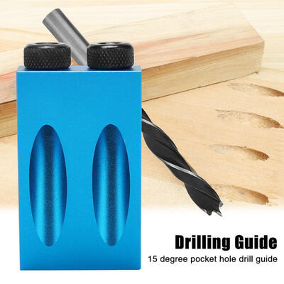 

Greensen 14pcs 15° Pocket Hole Drilling Kit Woodworking Oblique Drill Guide Set Positioner Locator Tool