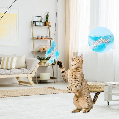 

Greensen Funny Pet Cat Teaser Toy Fish Feather Stick Pet Playing Interactive Toys