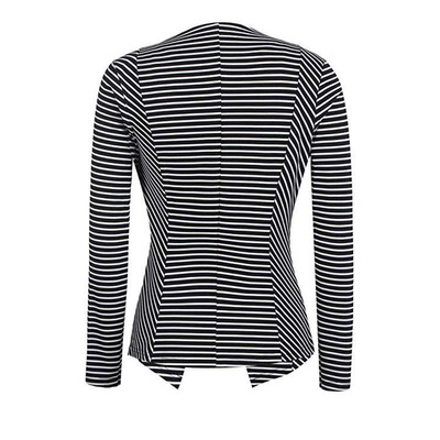 

Toponeto Women Long Sleeve Stripe Cardigan Elegant Slim Coat