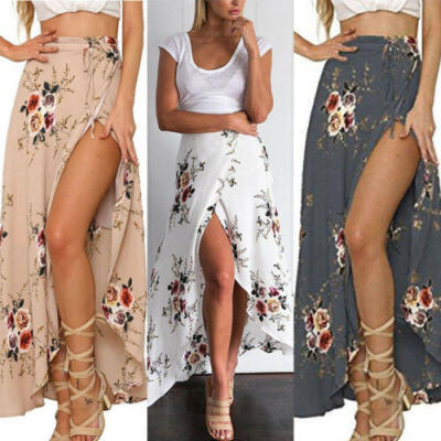 

Women Summer High Waist Maxi Skirts Pleated Beachwear Chiffon Long Casual Dress