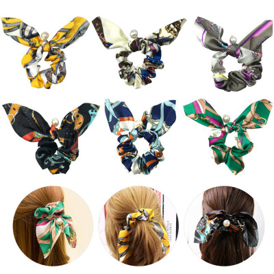 

〖Follure〗Hair Scrunchies 6Pcs Elastic Hair Band Bowknot Pearls Hair Ties Hair Bow