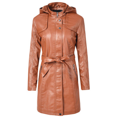 

Toponeto Women Casual Winter Slim Zipper Long Sleeve Long Bandage Jacket Warm Coat