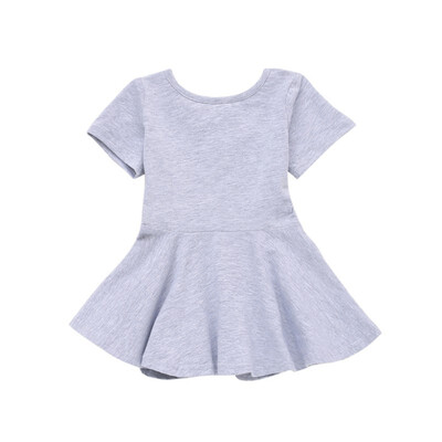 

4 Colors 2018 Newly Fashion 1-4T Summer Hot Sale Baby Girls Casual Cute Short Sleeve Dress Girls Solid Color Dresses
