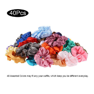 

40PCS Silk Hair Scrunchies Satin Elastic Hair Bands Scrunchy Hair Ties Ropes for Women Girls Hair Accessories