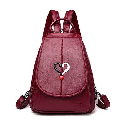 

Small backpack soft leather outdoor waterproof casual double backpack