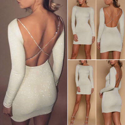 

〖Follure〗Womens Sexy Blackless Shiny Bodycon Dress Ladie Evening Party Club Mini Dress