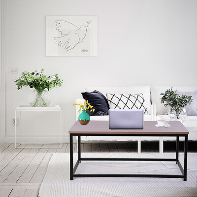 

Gobestart Metal Baking Varnish Coffee Table Rectangle TV Stand Vintage Cocktail End Table
