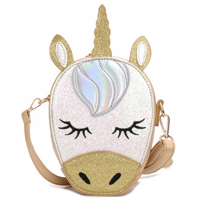 

New Glitter Laser Pu Leather Unicorn Crossbody Purse Bag For Girls Teens Women