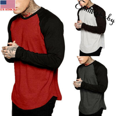 

Men Baseball Long Sleeve T-Shirt Crew Fashion CAMO Sports Team Jersey Raglan Tee
