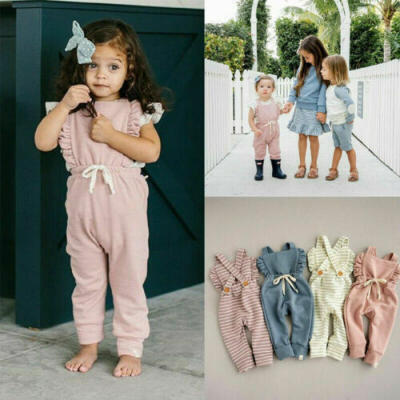 

Toddler Kids Baby Girls Ruffle Bib Pants Cotton Romper Overalls Outfits Jumpsuit