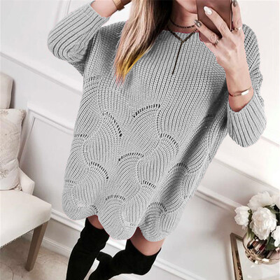 

〖Follure〗Womens Solid Pullover Long Sleeve Loose Hollow Knit Sweaters Jumper Tops