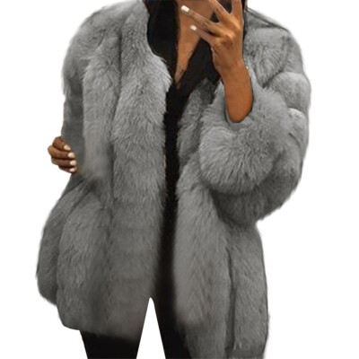 

Toponeto Women Plus Size Short Faux Coat Warm Furry Jacket Long Sleeve Outerwear