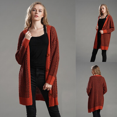 

Roseonmyhand Women ladys Button Down Long Sleeve Printed Cardigan Plush Sweater Coat