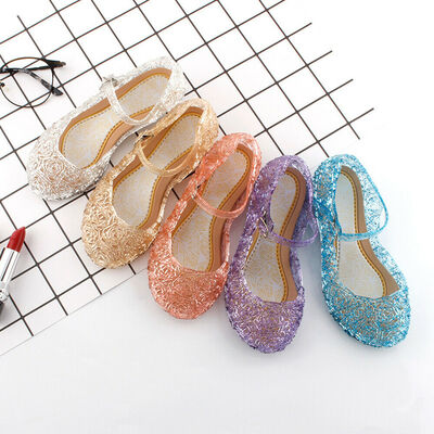 

Kids Girls Crystal Jelly Sandals Princess Frozen Elsa Cosplay Party Shoes Size