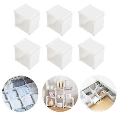

Greensen 6Pcs Plastic Closet Drawer Divicers Socks Underwear Organizer Multi-use Decorative Storage Box