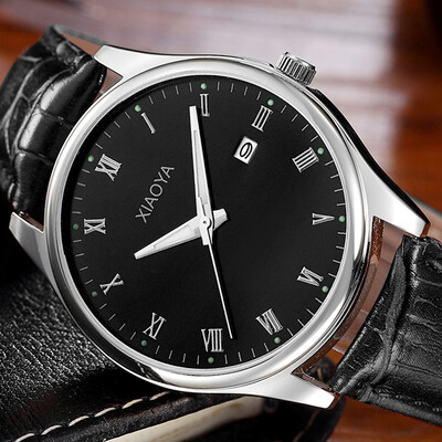 

Korean fashion trend watch male student simple casual ultra-thin luminous leather belt calendar week quartz watch