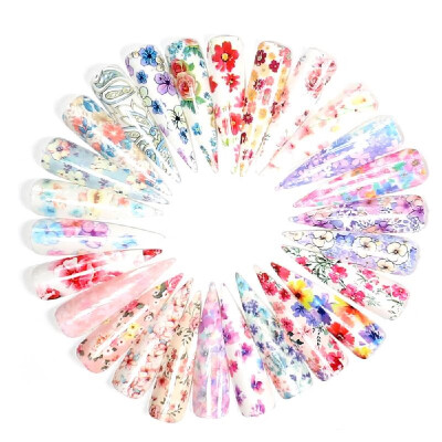 

Flower Series Nail Art Water Transfer Stickers Full Wraps Nails Tips DIY