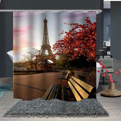 

Gobestart Popular Waterproof Shower Curtain With 12 Hooks Printed Bathroom 180x180cm