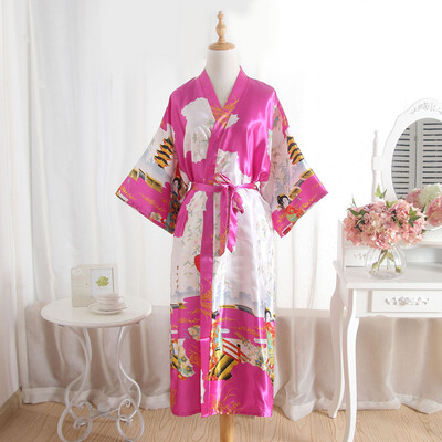 

Womens Floral Satin Bathrobe Robes Bridal Wedding Bridesmaid Gown Kimono Robe