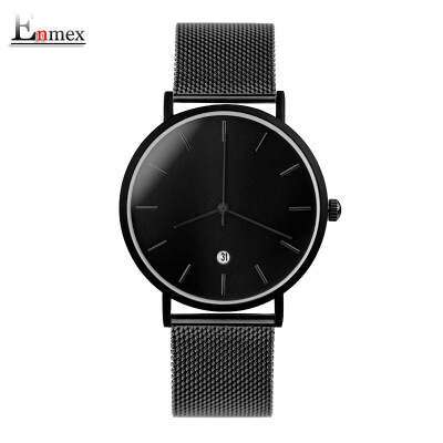 

Enmex simple design light steel neutral watch stereo simple lovers wrist when translating holiday gifts