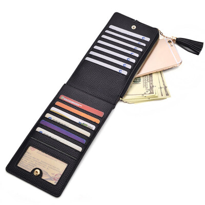 

Tailored 2017 new lady multi-card long section double zipper multi-purpose wallet BK