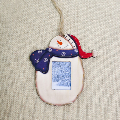 

Tailored Snowman Wood Embellishments Rustic Christmas Photo Frame Hanging Decor A