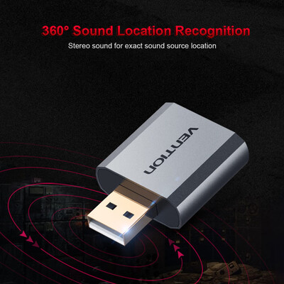 

VENTION USB External Sound Card with 35mm Stereo Earphone Mic Adapter HIFI 71 Soundtrack Driver-free for PUGB PC Laptop PS4 Blac
