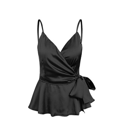 

Womens Vests Sling Sexy Deep V-neck Solid Color Casual Summer Strap Ruffle Tops