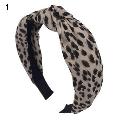 

Fashion Leopard Print Womens Headwear Twist Knotted Hair Hoop Wide Headband