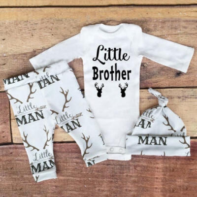 

Casual Newborn Baby Boys Xmas Gift Clothes Romper Top Long Pants Hat 3PCS Outfits Set New