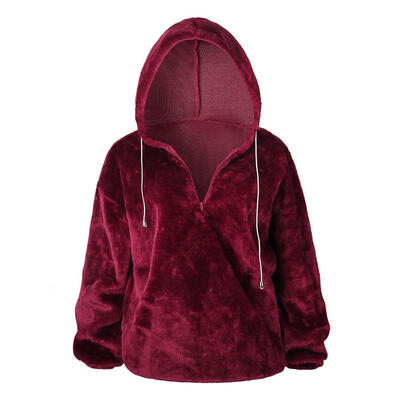 

Winter Women Long Sleeve Loose Coat Fleece Hoodies Outerwear Pullover Tops