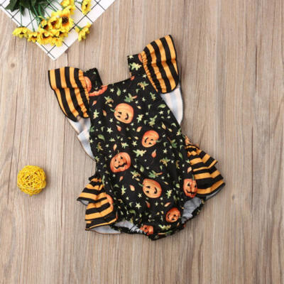 

US Newborn Baby Girl 1st Halloween Pumpkin print Romper Bodysuit Outfits Clothes